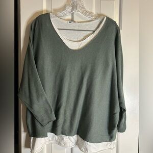Two piece tank and sweater set made in Italy, sage green size XL
